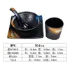 Conjunto Retro de Melamina Estilo Japonês Quatro Peças para Churrasco, Panela Quente, Restaurante, Loja de Churrasco - Tigelas, Pratos, Copos e Conjunto de Porcelana para Uso Comercial