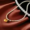 Collar con Colgante de Perla Estilo Palacio Retro Francés Cadena para Clavícula Geométrico Irregular Nicho Joyería de Alta Gama Venta al por Mayor