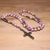 Amazonas Piedra Natural Colgante de Cruz Collar Piedra Ojo de Tigre Cruz Vesícula Biliar de Hierro Rosario para Hombres Collar Venta al por Mayor