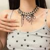 Collar con borlas de amor hueco para chica sexy, estilo hip hop punk, con lazo de cuentas negras