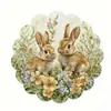 Mantel individual de lino para Pascua transfronterizo con bordes redondos ondulados, diseño de conejo y huevo, decoración de mesa para primavera y verano, tapete aislante del calor