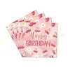Novas decorações de festa de aniversário com tema de cerejeira em aquarela transfronteiriça, pratos de papel com frutas, guardanapos de papel, conjunto de louças infantis