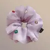 Exquisita Goma para el Cabello Floral Bordada, Scrunchie de Malla Ultra-Hada, Elástico para Cola de Caballo, Accesorio para el Cabello de Alta Gama