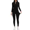 Macacão de Yoga com Zíper Transfronteiriço para Uso Externo, Forrado com Fleece, para Esportes de Alta Intensidade, Ajustado ao Corpo, Quente