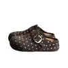 YEYE estilo coreano retrô casual poá slip-on feminino outono inicial nova pata de gato simples metal versátil chinelos