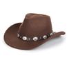 Sombrero de vaquero occidental para mujer, tamaño pequeño, de ala ancha, para playa, clásico, torcido, con cinturón y hebilla.