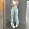 Jeans Branco de Cintura Alta e Perna Larga para Mulheres 2025 Primavera Novo Slim Perna Reta Solto Figura Pera Calças Comprimento Total