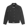 Chaqueta Corta de Mezclilla Estilo Punk Retro Workwear para Hombre, Ajuste Holgado Casual con Diseño de Hebilla de Avión, Chaqueta Moderna con Cuello Solapa