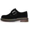 Zapatos Bajos de Gamuza 1461 Pequeños de Cuero para Mujer, Botines Cortos de Cuero Genuino Estilo Británico con Hebilla, Punta Redonda, Zapatos Casuales de Trabajo para Hombres y Mujeres, Parejas