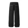 G6679 Estilo Callejero Retro Unisex Gama Alta Negro Selvedge Diseño de Alta Calidad Corte Holgado Pierna Cruzada Jeans Originales para Hombre