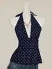 2026 Estilo Europeo Halter Lunares Camisola Adelgazante para Mujer Cuello en V Sin Mangas Corto Bandeau Estilo Chica Picante