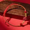 Pulseira de corda vermelha tecida à mão com doze signos do zodíaco e acessórios de cinábrio, pulseira do ano do dragão de areia dourada roxa, feita à mão para homens, mulheres e crianças