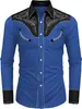 Moda Masculina Transfronteriza Nueva Camisa Estampada Estilo Oeste Americano Camisa Suelta de Manga Larga Estampada