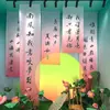 Tecido para Pendurar Dia dos Namorados Chinês, Decoração de Tendência Nacional, Banner de Decoração para Mercado de Shopping Center, Cortina de Gaze Semitransparente, Tecido de Fundo com Caligrafia Chinesa