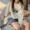 Sudadera con cuello redondo y estampado retro americano Xinyu para mujer, camisa base versátil de otoño e invierno, top casual holgado, estilo fino