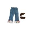 Pantalones de Niña Color Crema 2025 Invierno Moda Coreana Tendencia Jeans de Dibujos Animados Estereoscópicos Bebé Niña Jeans para Bebé
