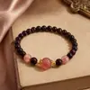 Pulsera de granate natural para mujer, nuevas cuentas de cristal de fresa estilo chino, pulsera de lujo ligero regalo