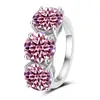 Fornecimento Transfronteiriço Anel Feminino de Prata Esterlina S925 com Três Pedras de Moissanita Anel de Ovo de Pombo de Diamante de Moissanita de Luxo de Alta Qualidade Venda por Atacado