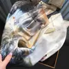 Primavera 2025 Nuevo Bufanda Cuadrada Grande de Seda Artificial 110cm Chal Protección Solar Bufanda de Seda Bufanda de Satén Regalo para Mujer Gama Alta