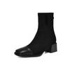 Botas Nuevas 2026 de Ante con Retazos y Punta Cuadrada de Caña Baja, Estilo Británico, Botines Cortos Ajustados con Tacón Medio Grueso, Tallas 32-43, Botas de Exportación