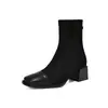 Nuevas Botas Cuadradas de Baja Altura con Costuras de Gamuza 2024 Botas Cortas de Caballero Británicas Botas de Tacón Medio Grueso 32-43 Botas de Comercio Exterior