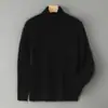 Suéter de Lã 100% Pura com Gola Alta para Homens, Suéter de Cashmere Solto de Manga Longa para Outono e Inverno, Camada de Base Tricotada Grossa para Jovens