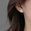 Pendientes de Botón Florales Rosas Frescos de Primavera Verano Perla Elegantes Dulces Delicados Pequeños Exquisitos de Gama Alta Versátiles Adornos para la Oreja