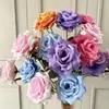 3 rosas artificiales de borde rizado para decoración de bodas, arreglo de escena, escaparate de centro comercial, paisajismo exterior, decoración suave, arreglo floral