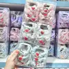 2 peças por pacote, scrunchies de morango de renda com strass fofos, elásticos de cabelo para meninas doces