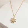 Collar Colgante Versátil de Cobre con Microincrustaciones Estilo Coreano de Venta Caliente a Precio Especial con Colgante de Oro de Horno, Moderna Cadena de Acero de Titanio para Mujer