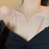 Cadena para el pecho, estilo europeo y americano, para bikini, cadena para la clavícula, joyería para el cuerpo, collar sexy con diamantes de imitación para mujer.