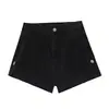 Shorts de mezclilla color caqui para mujer, estilo fino de verano, nuevo diseño 2026, de cintura alta, dobladillo enrollado, shorts de pierna ancha hasta la rodilla de moda