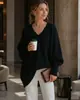 Suéter de punto pullover de cuello redondo transfronterizo europeo y americano 2026 otoño/invierno para mujer, estilo suelto y relajado de Amazon, suéter de color liso para mujer