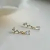 Pendientes de plata de ley 925 con diseño de nicho estilo coreano para mujer, pendientes chapados en oro con circonita de gota de agua, accesorios para la oreja ligeros, lujosos y versátiles