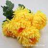 Simulación 7 Ramas Crisantemo Corazón de Seda Dorada Envuelto Festival Qingming Barrido de Tumbas y Sacrificio en Tumbas para Longevidad Crisantemo Garra de Dragón Flor Falsa