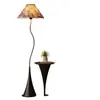 Lámpara de pie de ambiente vintage estilo francés, de pie junto al sofá de la sala, estante decorativo integrado, lámpara de dormitorio