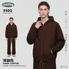 Ropa para Hombre Ckx Felpa Gruesa Forrada de Polar de Peso Pesado 350g Niebla Estilo Americano 19 Colores Sudadera con Capucha Holgada de Doble Cremallera