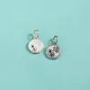 Pingente da Sorte Estilo Chinês Novo Vintage Prata de Lei S925 Pingente Redondo com Texto Pulseira de Corda Trançada DIY Pingente de Colar