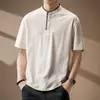 Camiseta de Manga Corta con Contraste de Color Falsa de Dos Piezas Texturizada para Hombre, Nuevo Estilo de Verano, Media Cremallera, Camiseta Holgada para Exteriores