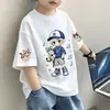 Verano 2026 Nueva Camiseta de Algodón Puro con Estampado de Dibujos Animados Estilo Coreano para Niños, Top Versátil de Manga Corta para Niños, Ropa Infantil de Media Manga