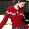 Cardigan Jacquard Fair Isle Curto Tricotado para Mulheres 2025 Novo Ajuste Slim Conjunto de Duas Peças Camisola com Cadarço