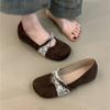 Sapatos Lindo Estilo Francês Aumentadores de Altura Interna Femininos 2025 Novo Estilo Vestido Não Cansa os Pés Sapatos de Ballet Mary Jane