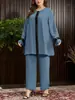 Fábrica de Origem Exportação Transfronteiriça Moda Feminina Plus Size Casual Conjunto de Duas Peças Coleção de Liquidação
