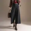 Pantalones de lana anchos negros y grises para mujer, sencillos y elegantes, nueva moda otoño 2026, pantalones casuales rectos modernos y chic