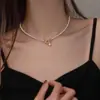 Novo Estilo Colar de Pérolas com Fecho OT, Moderno e Luxuoso, Colar Versátil, Elegante Colar de Pérolas para Clavícula, Colar Popular Feminino