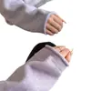 Suéter Pequeno com Borda Enrolada, Estilo Coreano, Gola Redonda, Mangas Raglan, Efeito Emagrecedor, Cor Sólida, Versátil, Tricô Texturizado