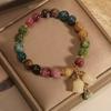 Pulsera de Orquídea Suzuki de Turmalina Artificial para Mujer Verano Ins Nicho Lujo Ligero Alta Gama Pulsera de Flor de Melocotón para Regalo de Cumpleaños de Novia