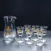 Copo Moutai, copo de vinho pequeno, copo de vidro de cristal, conjunto de decantador de bebida de dose única de 10ml, conjunto de sete peças, branco