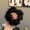 Scrunchie de Cetim de Alta Qualidade com Acabamento em Cristal Estilo Francês para Mulheres, Elástico de Cabelo Fashion Simples e Elegante para Penteados de Coque