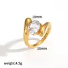 Anillo de Acero Inoxidable con Circonita de Color Transfronterizo Joyería Estilo Lujo Ligero Personalizado Anillo Irregular de Acero de Titanio con Incrustaciones de Diamante Anillo